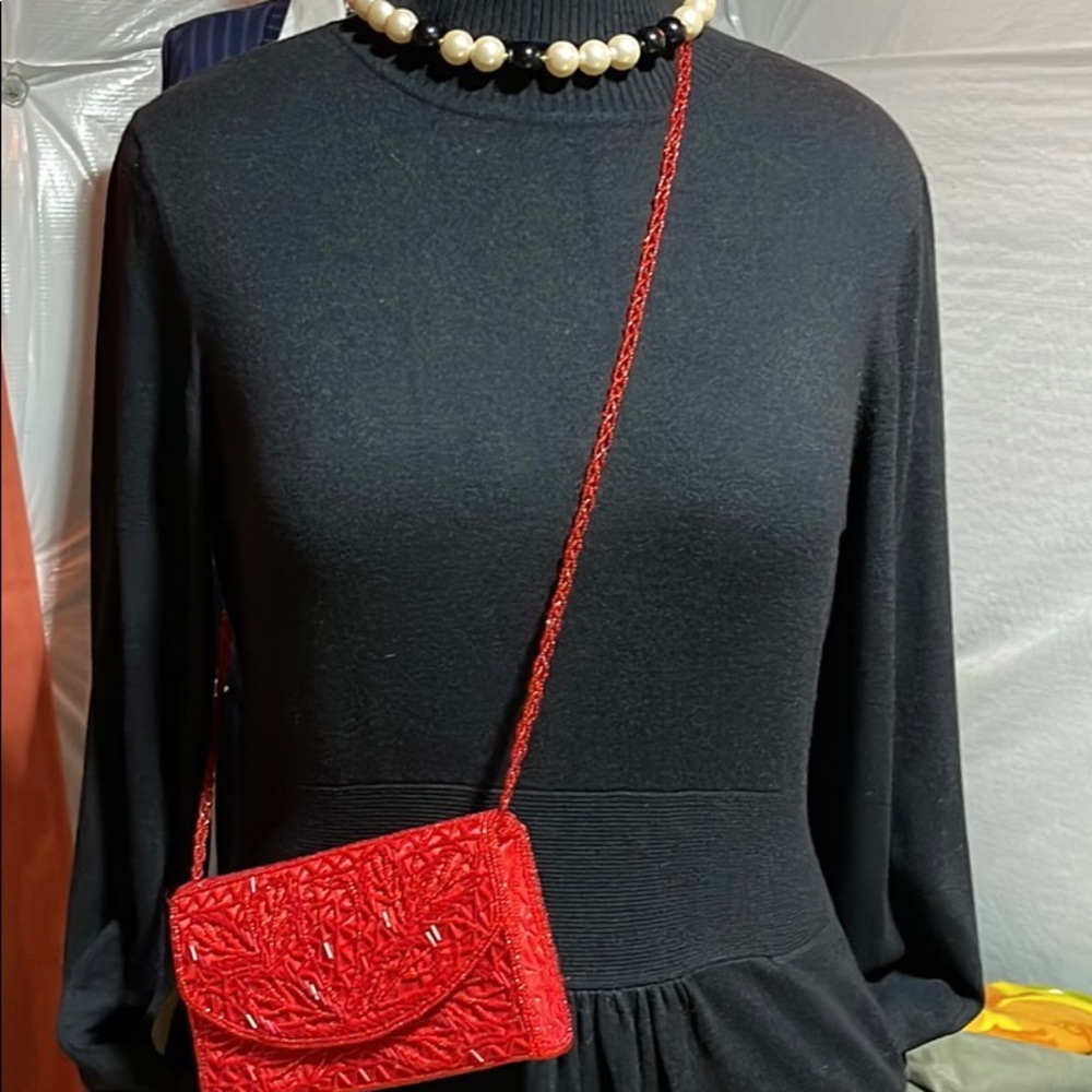 Women black knit turtle neck dress
